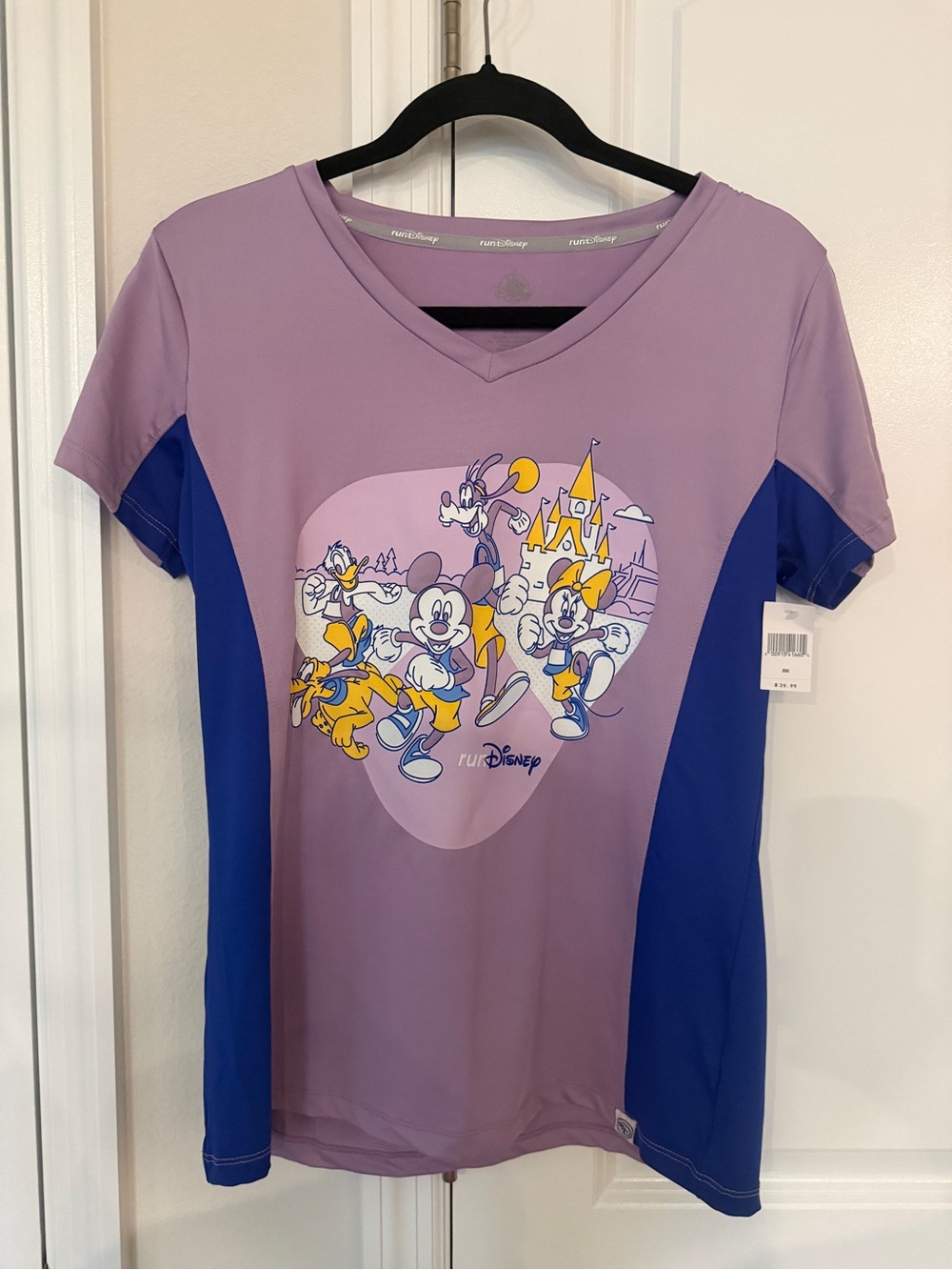 runDisney Purple & Royal Blue Disney Graphic V-Neck performance Tee